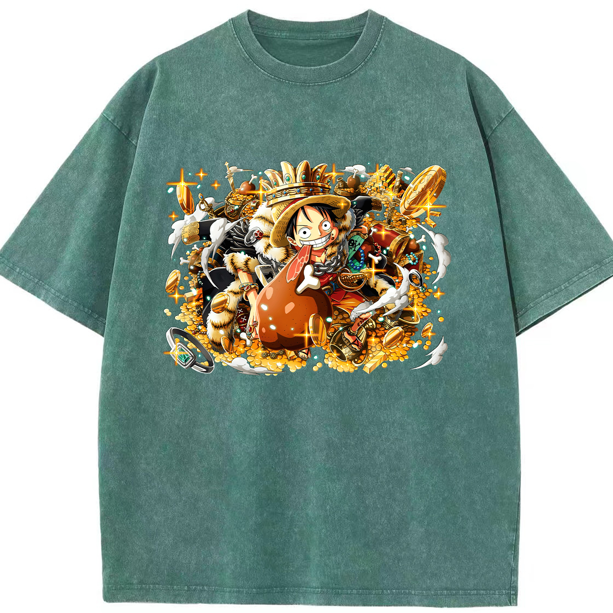 ワンピース モンキー・D・ルフィ ONE PIECE Monkey D. Luffy 綿100% ヴィンテージ風 半袖Tシャツ（フロントプリント）